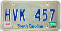 classic 1985 South Carolina car license plate grading very good with scratches