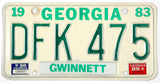 A vintage 1986 Georgia passenger automobile license plate for sale by Brandywine General Store Gwinnett county GA