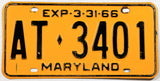 1966 Maryland Single License Plate