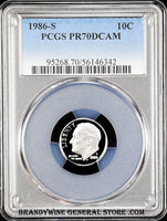 1986-s Roosevelt Dime certified perfect Proof 70 Deep Cameo by PCGS