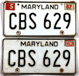1987 Maryland License Plates