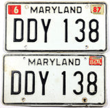 1987 Maryland License Plates
