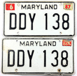 1987 Maryland License Plates