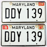 1987 Maryland License Plates
