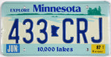 1987 Minnesota car License Plate grading excellent