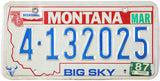vintage 1987 Montana car license plate grading very good plus with gradual bend