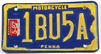 1987 PA motorcycle license plate grading very good minus