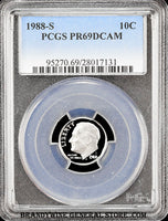 1988-s Roosevelt Dime certified by PCGS at Proof 69 Deep Cameo
