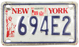 A 1989 New York motorcycle license plate for sale at Brandywine General Store