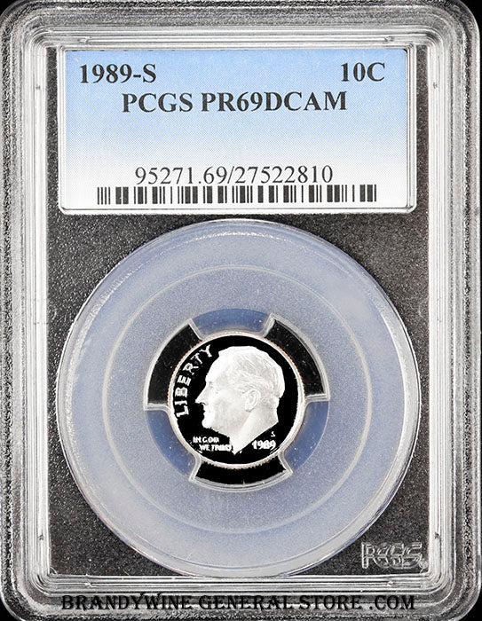 1989-s Roosevelt Dime certified by PCGS at Proof 69 Deep Cameo