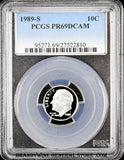 1989-s Roosevelt Dime certified by PCGS at Proof 69 Deep Cameo
