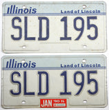 A pair of vintage 1990 Illinois Passenger Automobile License Plates for sale by Brandywine General Store in very good minus condition