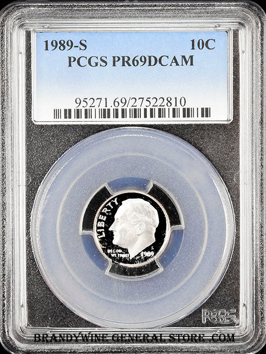1990-s Roosevelt Dime certified by PCGS at Proof 69 Deep Cameo