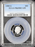 1990-s Roosevelt Dime certified by PCGS at Proof 69 Deep Cameo