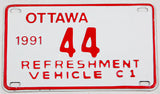 1991 Ottawa Ontario Canada Refreshment Vehicle license plate in excellent condition