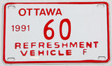 1991 Ottawa Ontario Canada Refreshment Vehicle license plate in excellent condition