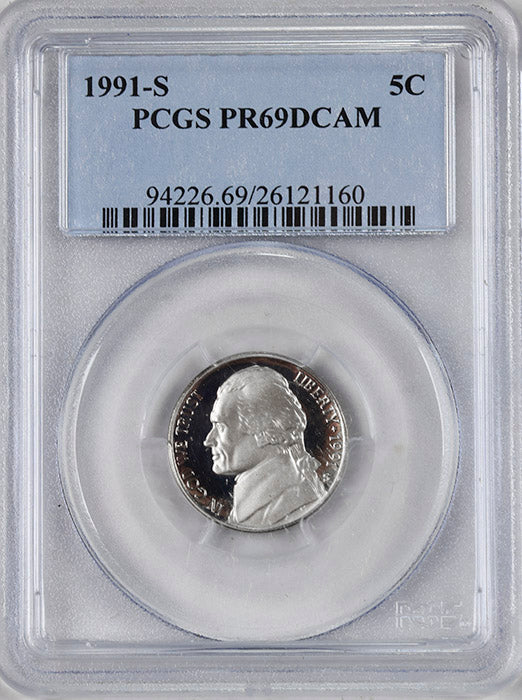 1991-s Jefferson Nickel certified Proof 69 Deep Cameo by PCGS