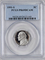 1991-s Jefferson Nickel certified Proof 69 Deep Cameo by PCGS