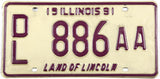 Classic 1991 Illinois single dealer license plate grading very good plus