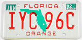 1992 Florida car license plate from Orange county grading very good plus