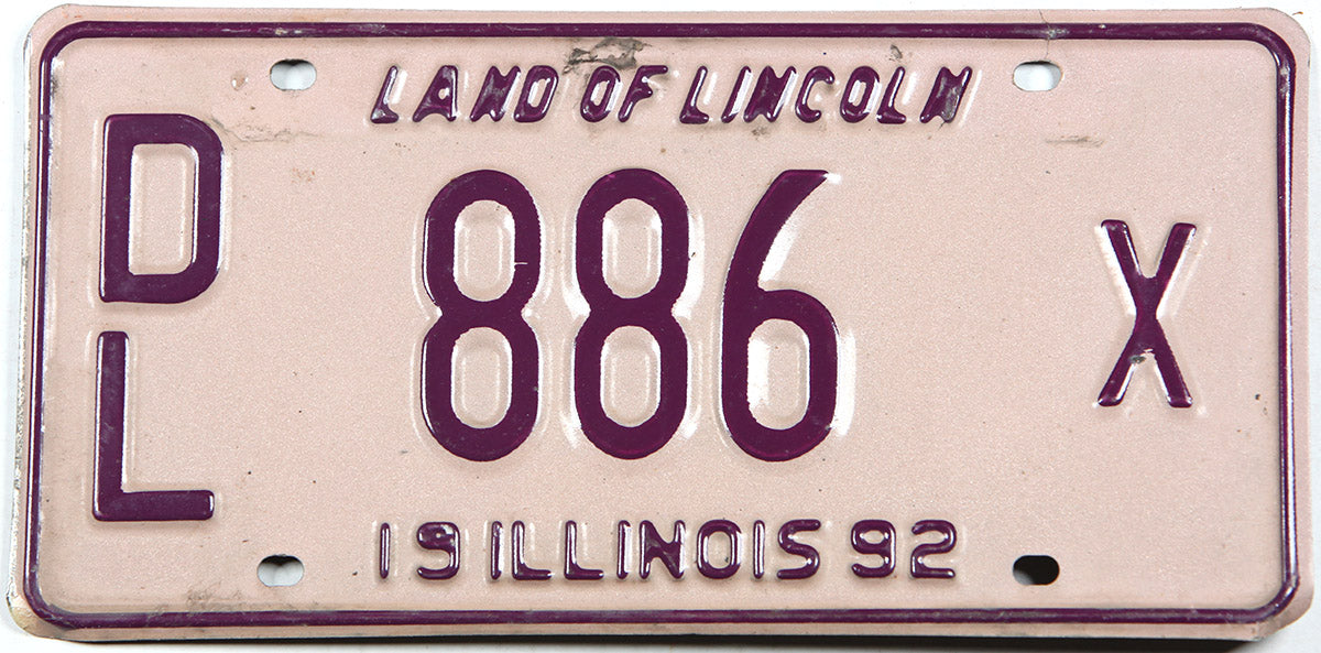 Classic 1992 Illinois single dealer license plate grading very good plus