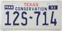 Texas license plate from March 1993 with conservation theme