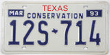 Texas license plate from March 1993 with conservation theme