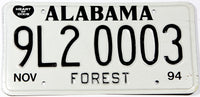 A New Old Stock 1994 Alabama forest license plate for sale by Brandywine General Store in new old stock excellent quality