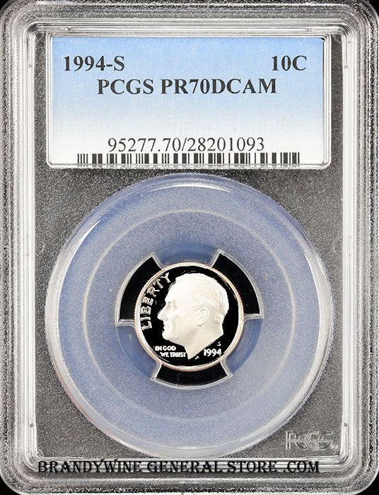 1994-s Roosevelt Dime certified perfect Proof 70 Deep Cameo by PCGS