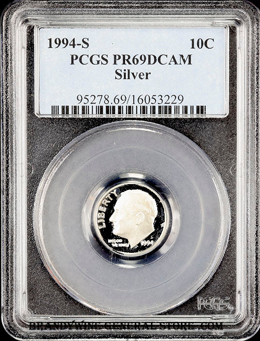 1994-s Roosevelt silver Dime certified by PCGS at Proof 69 Deep Cameo