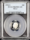 1994-s Roosevelt silver Dime certified by PCGS at Proof 69 Deep Cameo