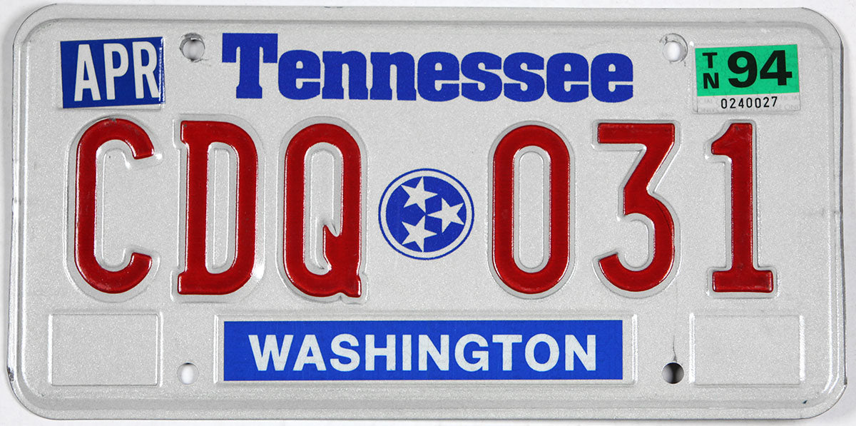 Tn Plate Sticker 1994 Tennessee License Plate | Brandywine General Store