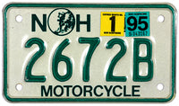 A 1995 New Hampshire motorcycle license plate for sale by Brandywine General Store