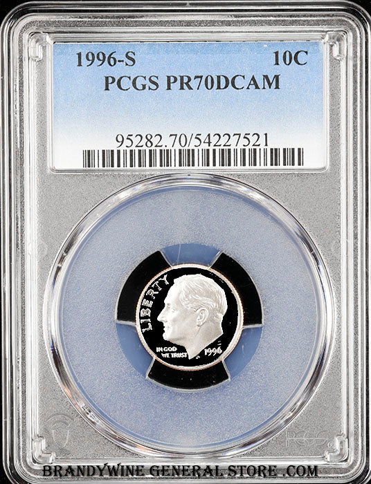 1996-s Roosevelt Dime certified perfect Proof 70 Deep Cameo by PCGS