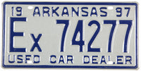 classic 1997 Arkansas dealer license plate grading excellent plus