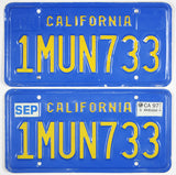 classic pair of 1997 California passenger car license plates grading very good plus