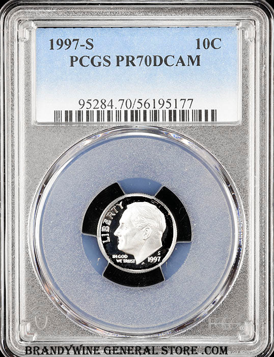1997-s Roosevelt Dime certified perfect Proof 70 Deep Cameo by PCGS