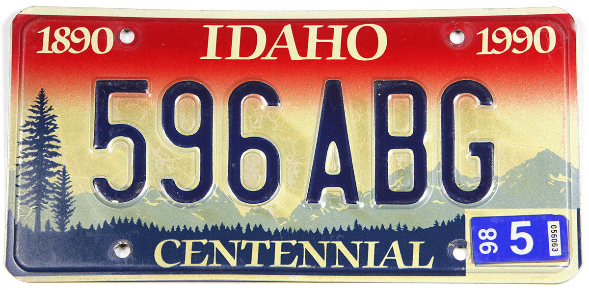 1998 Idaho centennial car License Plate grading very good plus