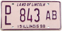 Classic 1998 Illinois single dealer license plate grading very good plus