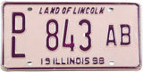 Classic 1998 Illinois single dealer license plate grading very good plus