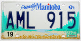 A classic 1999 Manitoba Canada passenger car license plate for sale at Brandywine General Store in excellent minus condition