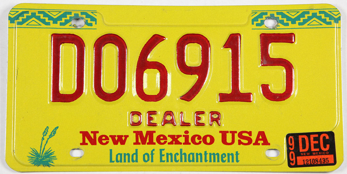 vintage 1999 New Mexico dealer license plate grading excellent minus
