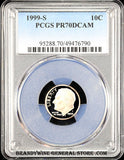 1999-s Roosevelt Dime certified perfect Proof 70 Deep Cameo by PCGS