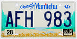 A classic 2000 Manitoba Canada passenger car license plate for sale at Brandywine General Store in excellent minus condition