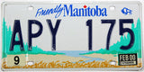 A classic 2000 Manitoba Canada passenger car license plate for sale at Brandywine General Store in excellent minus condition with light scratches