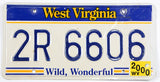 A classic 2000 West Virginia passenger car license plate for sale by Brandywine General Store in very good condition with bends