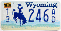 A classic single 2000 Wyoming car license plate for sale by Brandywine General Store in excellent minus condition