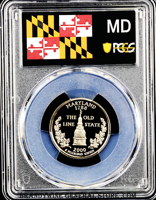 2000-S MD state quarter certified by PCGS at Proof 70 Deep Cameo