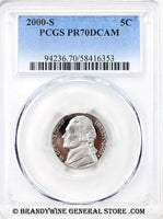 2000-s Jefferson Nickel certified perfect Proof 70 Deep Cameo by PCGS