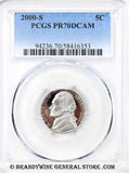 2000-s Jefferson Nickel certified perfect Proof 70 Deep Cameo by PCGS